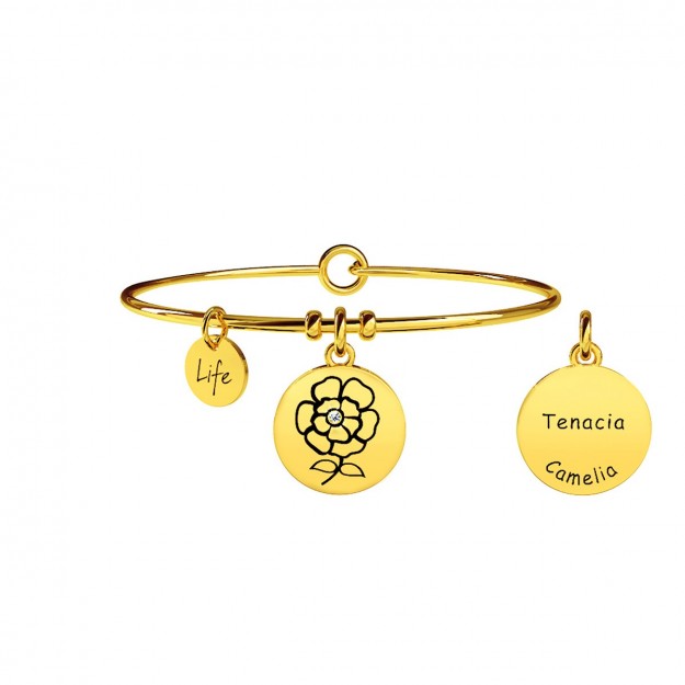 Bracciale Uomo/Donna KIDULT In Acciaio 316L PVD Oro Con Cristallo - Scritta La Vita è Bella - Collezione Friendship