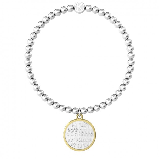 KIDULT Bracciale Uomo/Donna In Acciaio Con Incisione Vasco Rossi - Senza Parole, Collezione Ufficiale, Gioiello Ipoallergenico