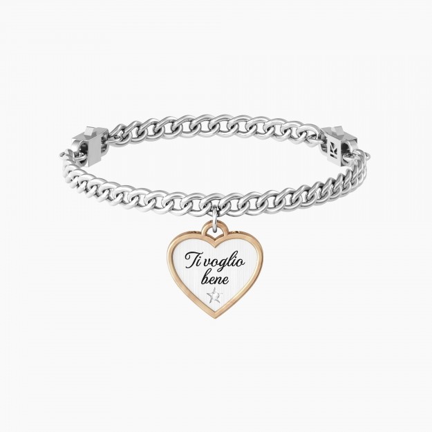 Bracciale KIDULT Con Iniziale M, Acciaio 316L E Cristallo, Diametro 6 Cm, Regalo Donna