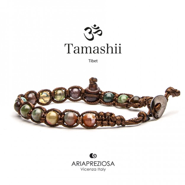 TAMASHII Bracciale In Agata Blu Chiaro Striata, Pietra Naturale, Rif. BHS900-84, Gioiello Donna