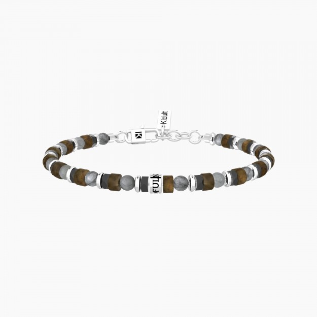 Tamashii Bracciale Unisex Agata Verde Persia Striata - Gioiello Tibetano Fatto A Mano, Portafortuna