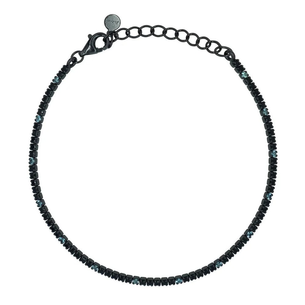 BRACCIALE UOMO ORO BIANCO 9KT RODIATO E 9 DIAMANTI BLACK. – Gioielleria Oddone